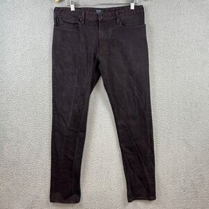 Armani Jeans Mens 33x31 Slim Fit Dark Black Red Wash Denim Pants